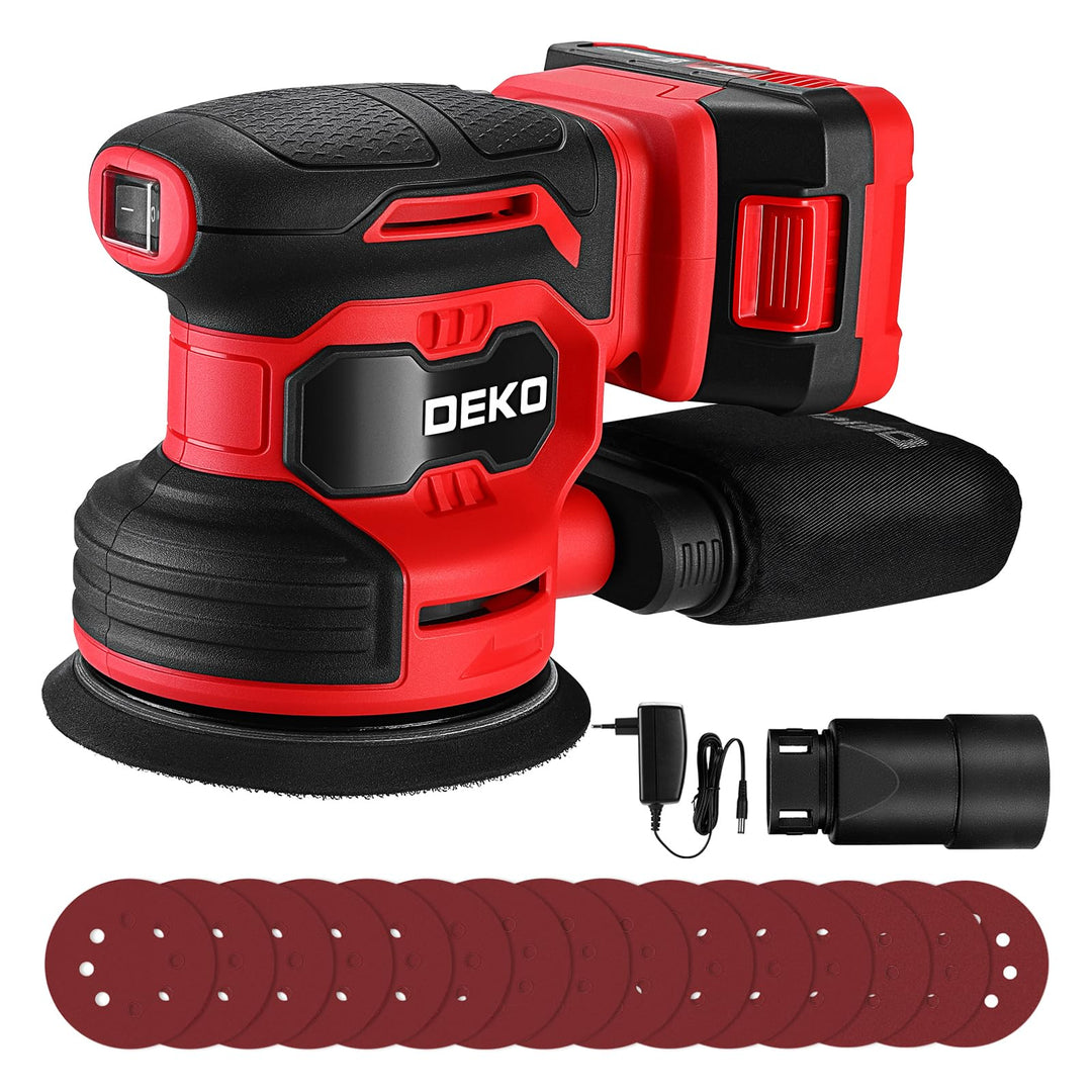 20V Exzenterschleifer Akku 125mm: DEKOPRO Schleifmaschine für Holz,6 variable Geschwindigkeiten, 125
