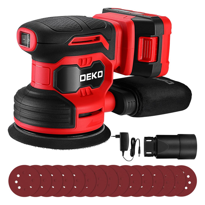 20V Exzenterschleifer Akku 125mm: DEKOPRO Schleifmaschine für Holz,6 variable Geschwindigkeiten, 125