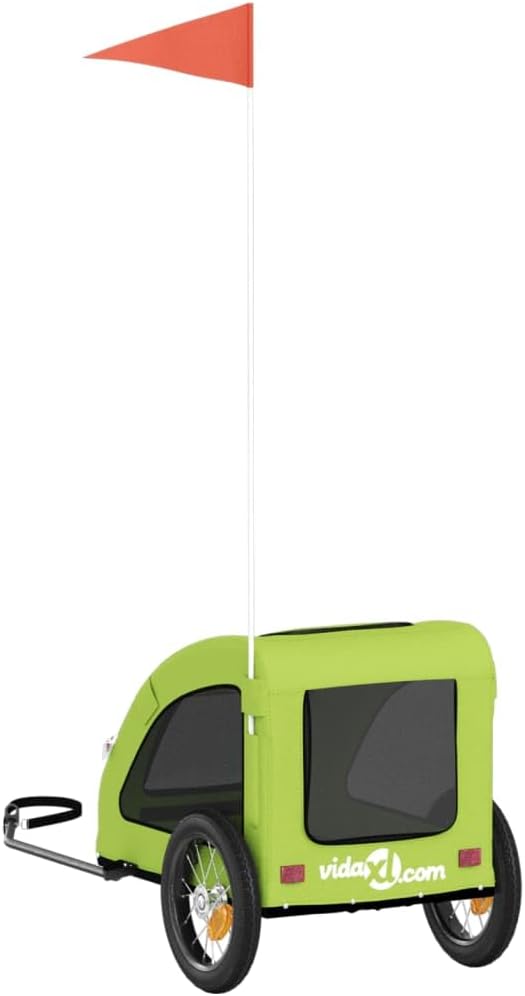 Fahrradanhänger Hunde Grün Oxford-Gewebe und Eisen 124x53x53 cm Haustier Fahrradanhänger Haustieranh