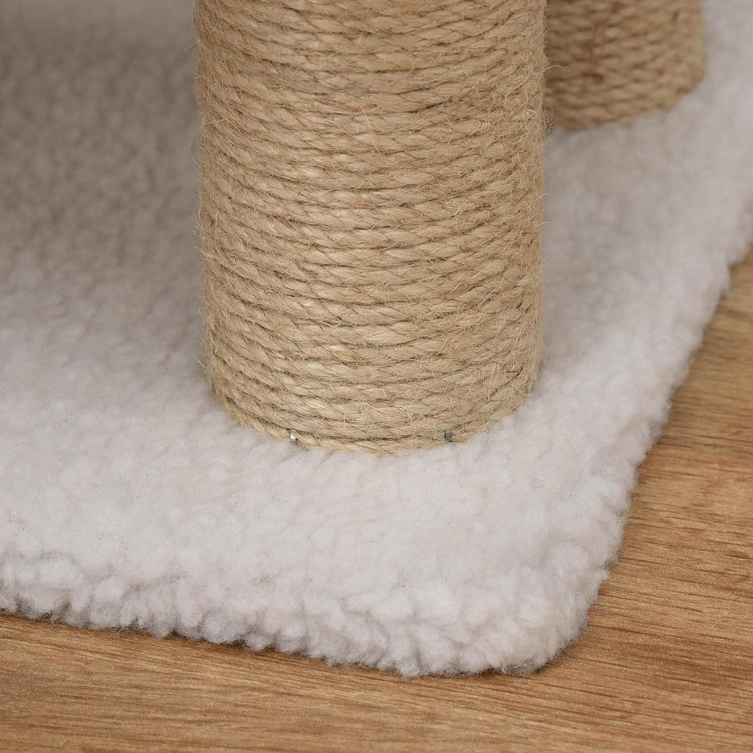 PawHut Katzentreppe 4 Stufen Tiertreppe Treppe für Katze mit Kratzsäulen Ball Haustiertreppe Hundetr