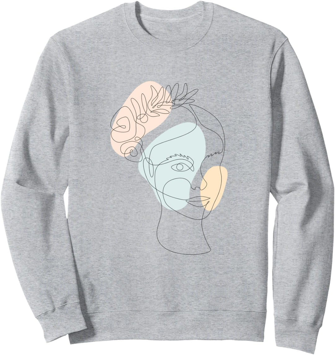 Line Art Aesthetic Face Minimalist Abstract Novelty Sweatshirt