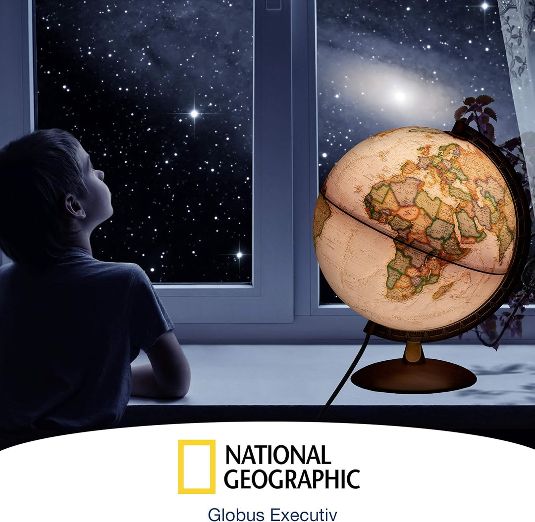 National Geographic - Leuchtglobus im exekutiven Stil - 30cm Globus mit stabilem Standfuss und Metal