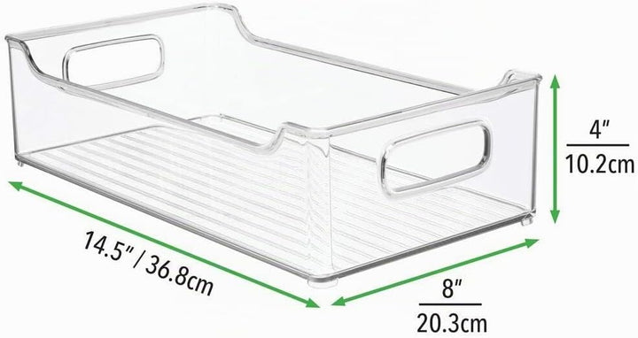 mDesign 4er-Set Ablagebox mit integrierten Griffen – transparente Aufbewahrungsbox mit ansprechendem