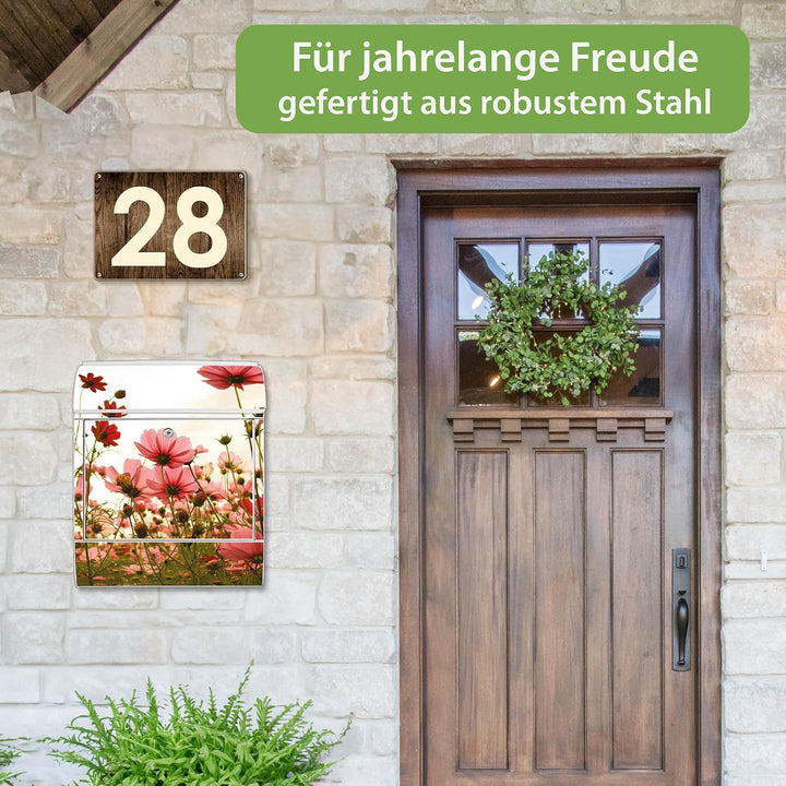 banjado® Design Briefkasten mit Motiv Schmuckkörbchen 39x47x14cm &amp; 2 Schlüssel - Briefkasten Stahl w