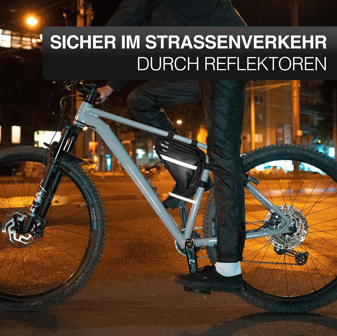 Valkental - Wasserfeste Rahmentasche mit viel Platz - 1,5L Volumen - Fahrradtasche mit Reflektoren u