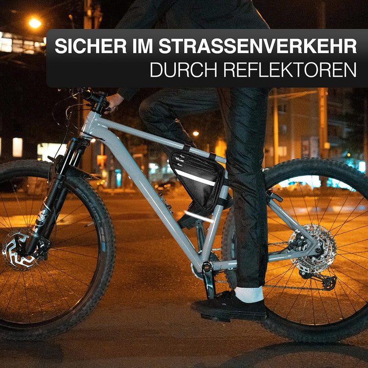 Valkental - Wasserfeste Rahmentasche mit viel Platz - 1,5L Volumen - Fahrradtasche mit Reflektoren u
