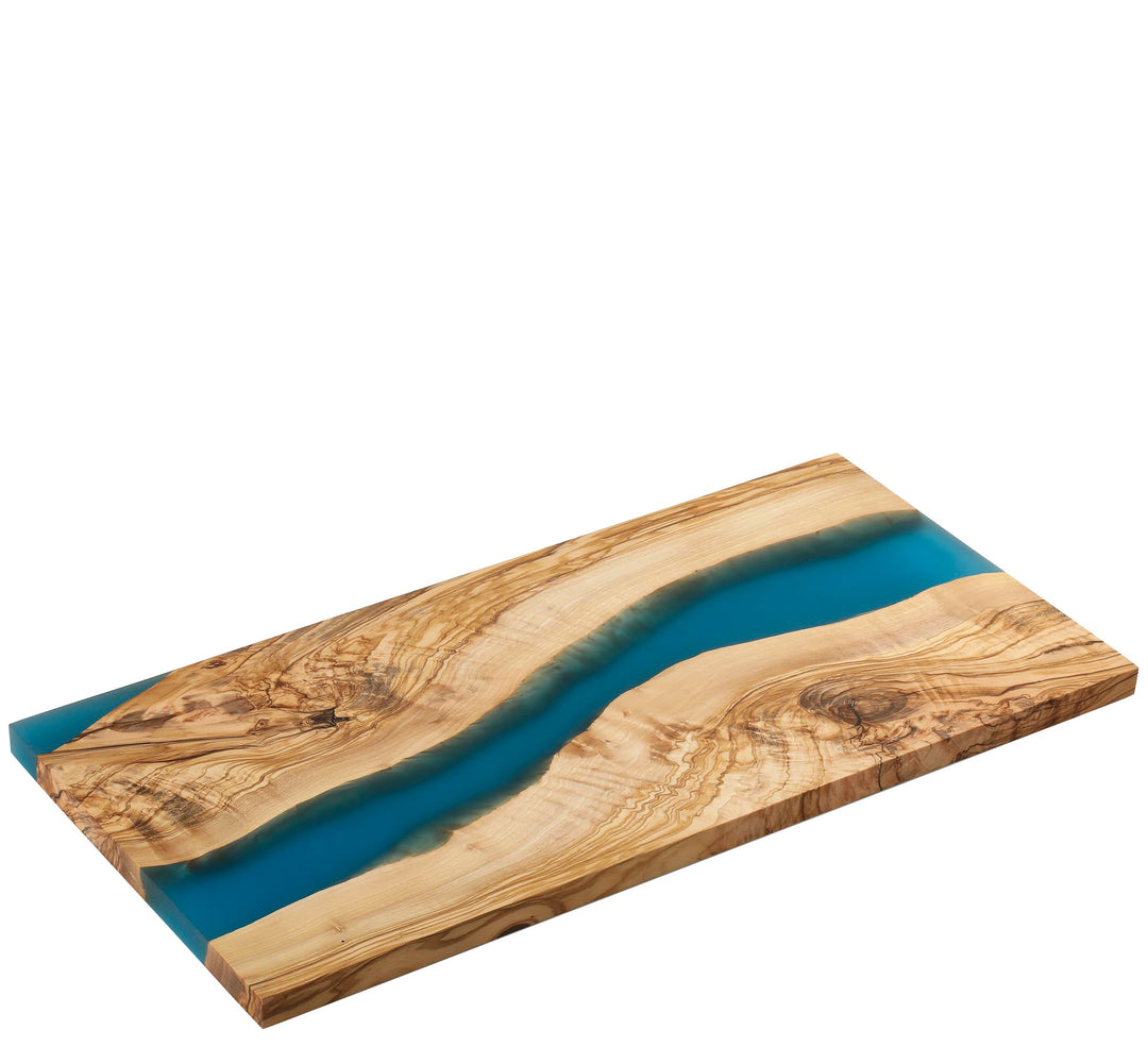 Zassenhaus Servierbrett blau aus Olivenholz & Harz, 45 x 22 x 1,5 cm, handgefertigtes Premium-Brett