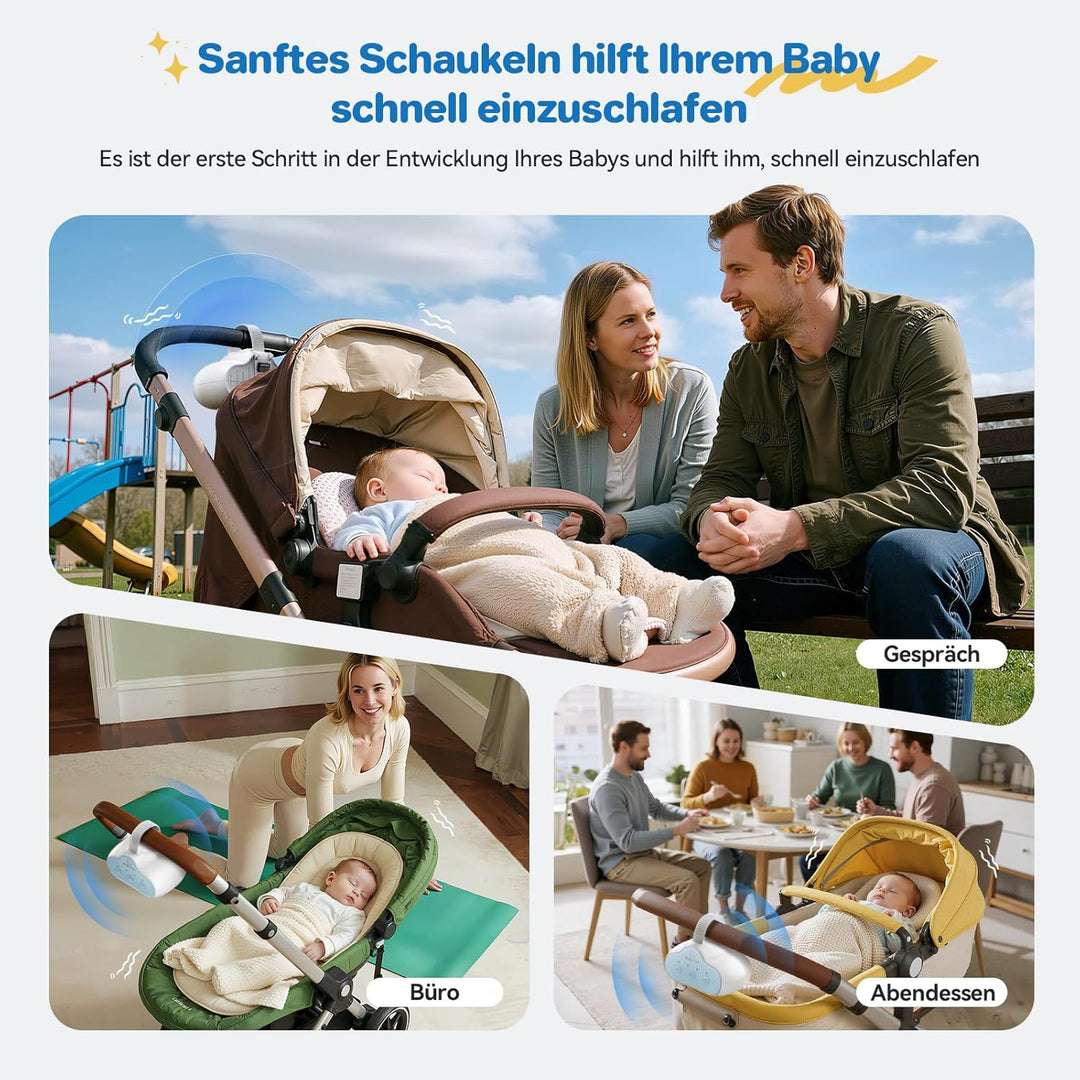 Robofun Kinderwagenschaukler, Einschlafhilfe Baby Wiederaufladbar (USB-C), Schlafhilfe Für Baby Mit