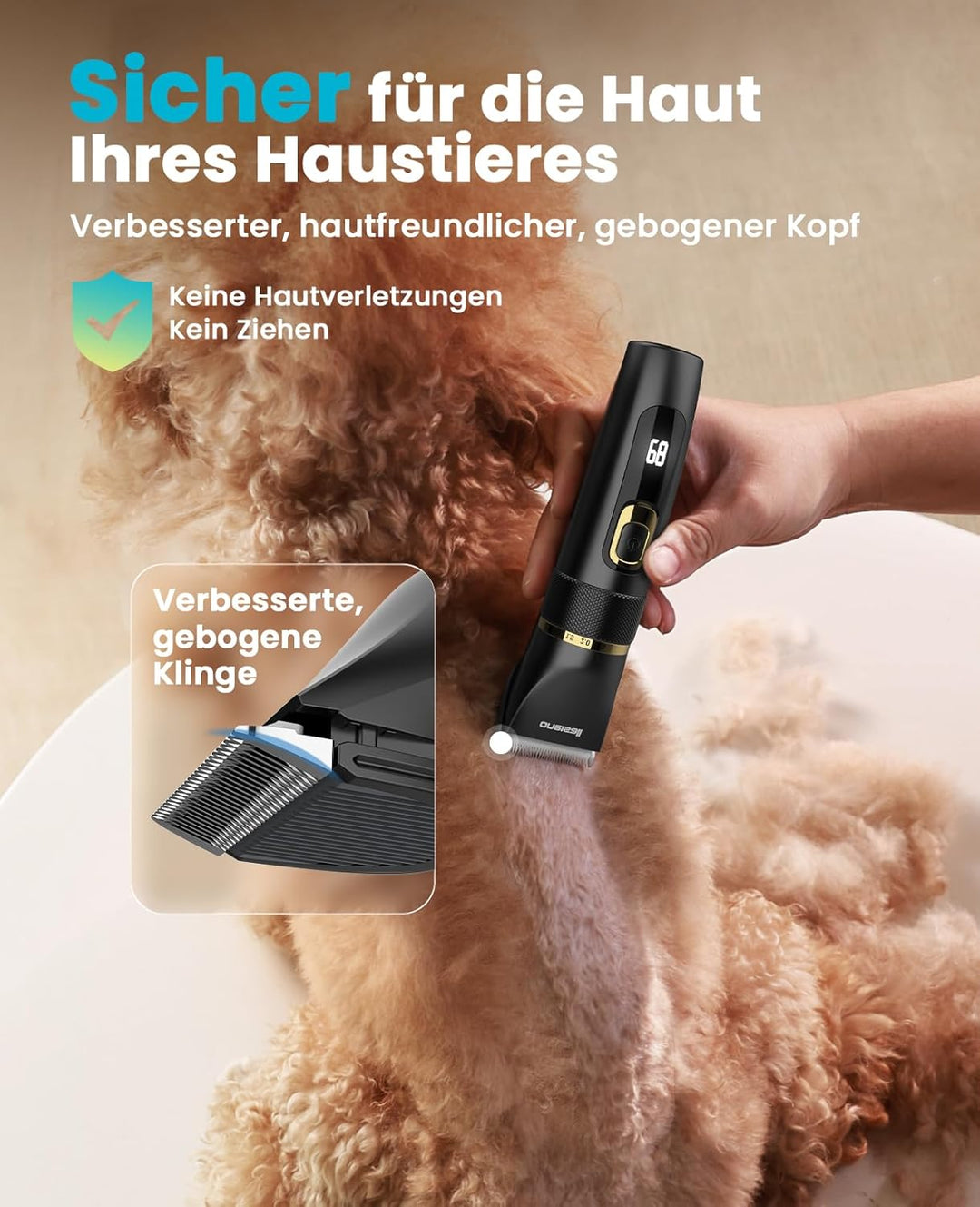 oneisall Leise Hundeschermaschine Upgrade Pro, Profi Schermaschine Hund Katze 2000mAh Wiederaufladba