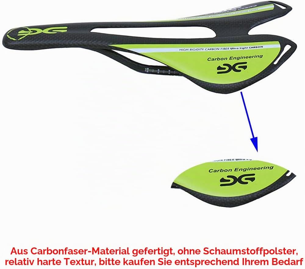 Rennradsattel MTB Kohlefaser, Ultraleicht, hohl, matt/glänzend, 3k matte green, matte green