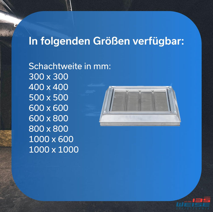 Weise Alu Schachtabdeckung mit Rahmen – 40 x 40 cm Durchgangsmass – gas- und geruchsdicht – für Inne