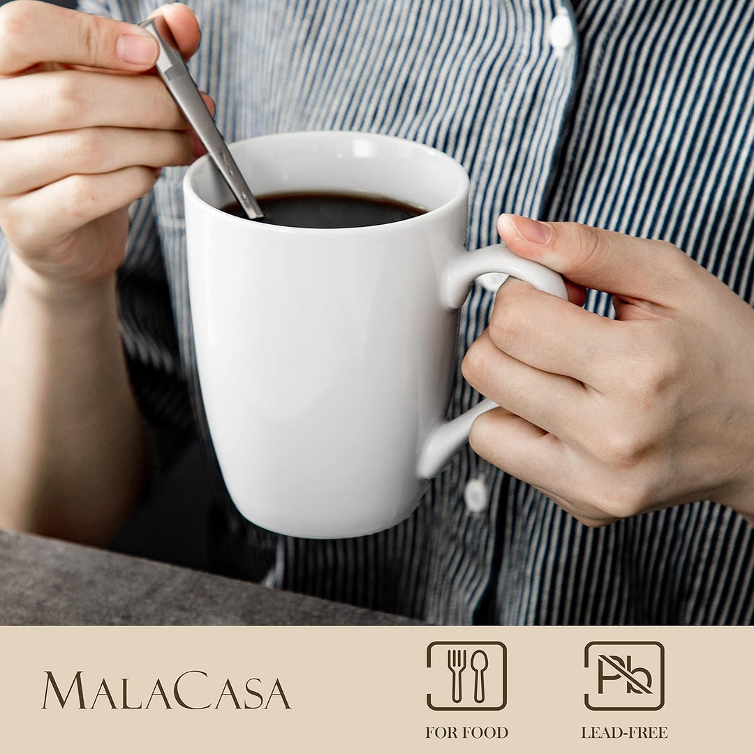 MALACASA, Serie Elisa, 6 TLG Porzellan Kaffeetasse Becher Set Tee Tasse Kaffeebecher Grauweiss