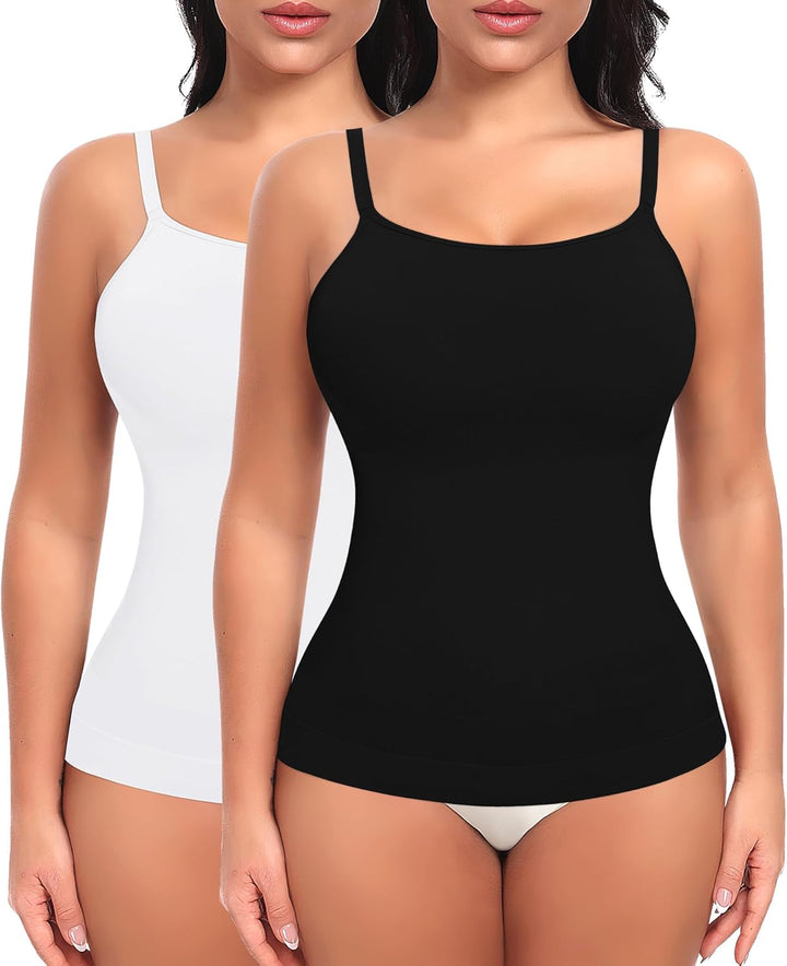 YARRCO Damen Shape Unterhemd Bauchweg Tanktop Shapewear Trägertop Spaghettiträger Shaping BH Hemd Bo