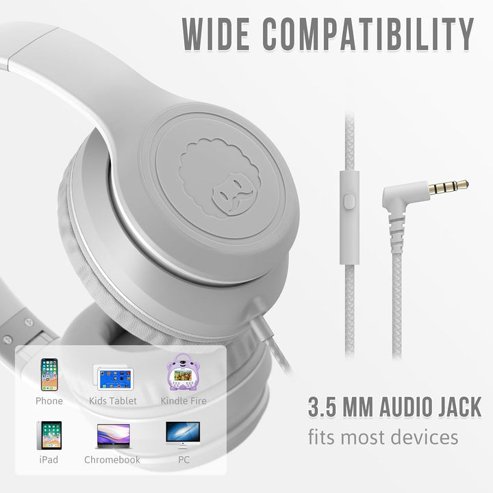 RockPapa L22 Kinder kopfhörer, Kabel Kopfhörer für Kinder, 3,5 mm Aux Jack, Verstellbares Stirnband