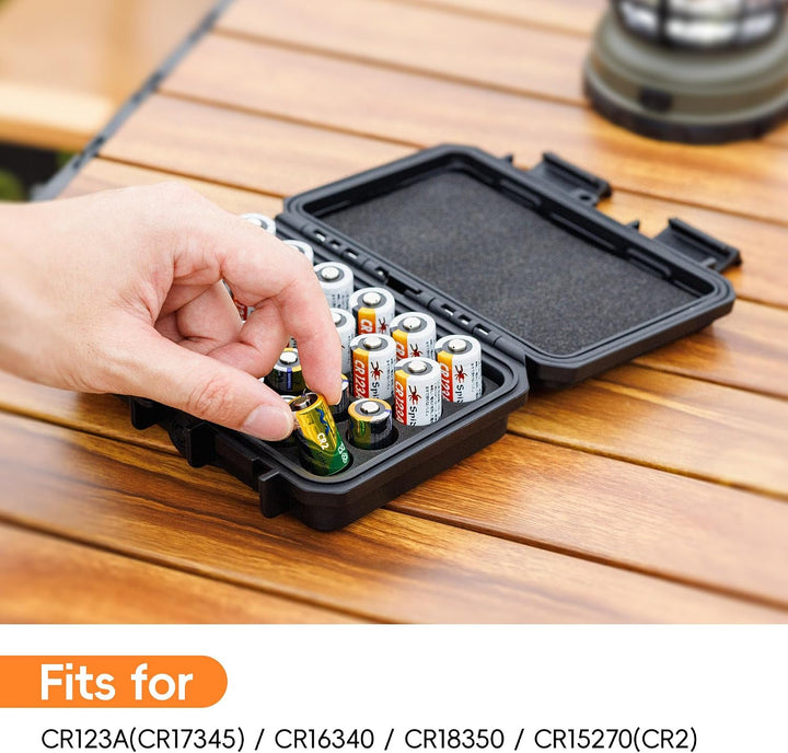 24 Slots CR2 CR123 CR123A Lithium Batterie Organisationskoffer IP67 Wasserdichter Hartschalenkoffer