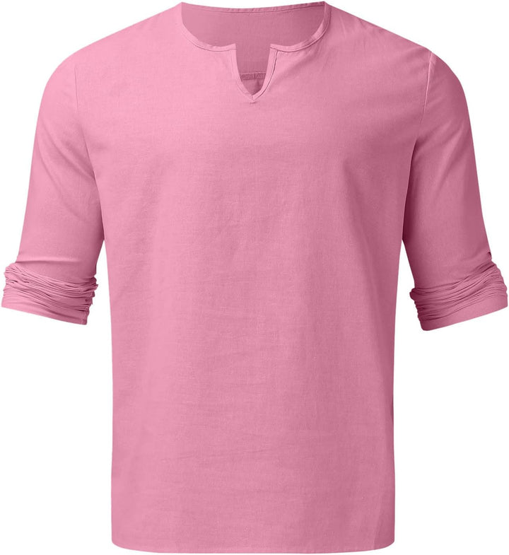 Duohropke Herren Leinenanzug Zweiteiler Sommer Freizeitanzug Leinen Hemd und Hose Männer Outfit Casu