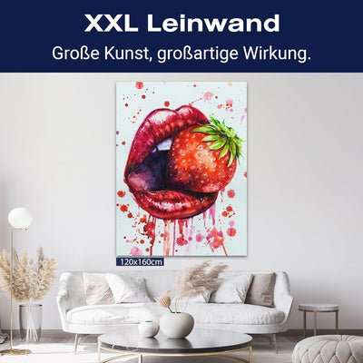 wandmotiv24 Leinwandbild 260 g/m² - Kunstdruck auf Leinwand - Wandkunst - Wandbild mit Frauen Lippen