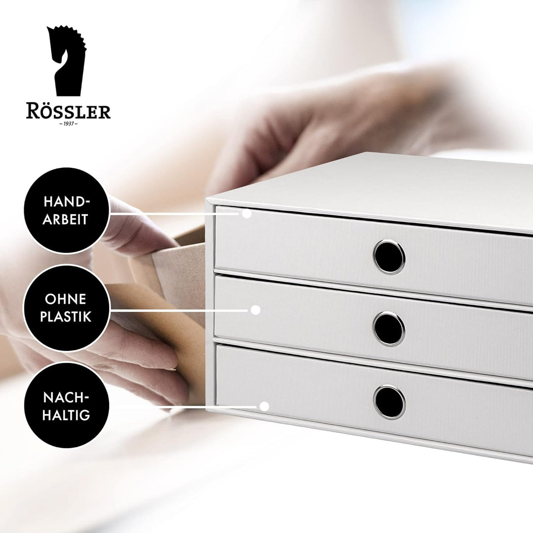 Rössler 1524452093 - S.O.H.O. 3er Schubladenbox für DIN A4, mit Griffloch, special edition white, 34