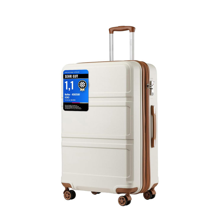 KONO Koffer Trolley Reisekoffer aus ABS+PC – Leichter Hartschalenkoffer mit 4 Zwillingsrollen und TS