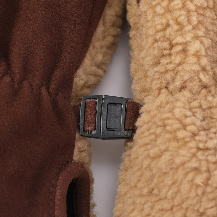 Harssidanzar Damen Winter Lederhandschuhe Outdoor Warm gefüttert Skifahren Fäustlinge SL020EU S Kame