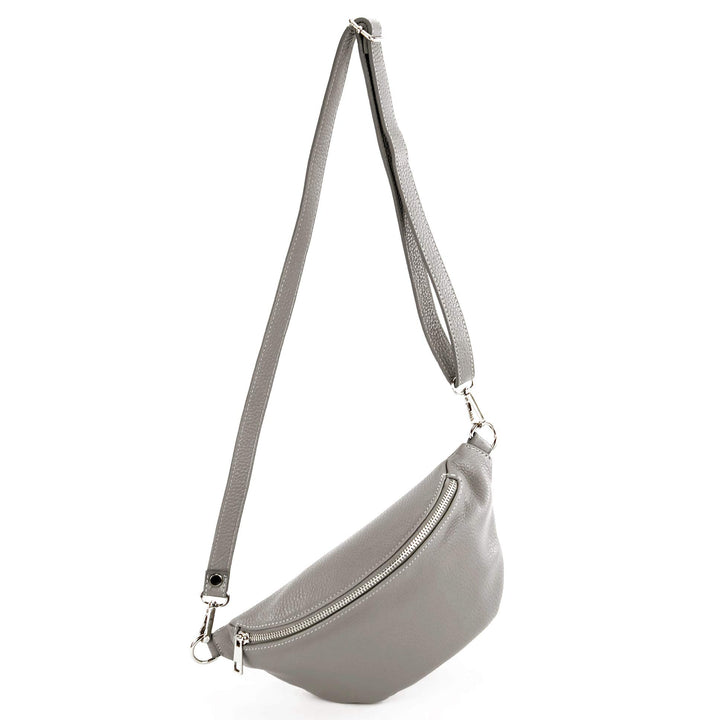 modamoda de - T211 - ital. Hüfttasche Bauchtasche Brusttasche Medium aus weichem Leder, Farbe:Telegr
