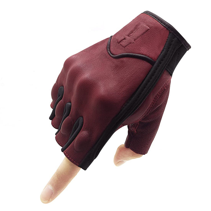 Harssidanzar Herren Vollfinger Ziegenleder Touchscreen Motorrad Fingerlose Handschuhe GM037EU S Rot-