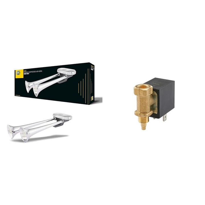 HELLA 3PB 005 411-001 Fanfare - 24V - Frequenzbereich: 300/350Hz - Fanfare Zweiklang - chrom/schwarz