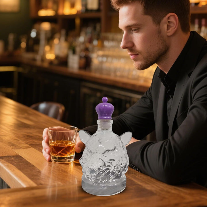 Karaffe | Wildschwein Kunst Statue Whisky Dekanter - Wohnaccessoire Sammlerstück für Bourbon Brandy