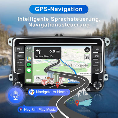 Android Autoradio mit Navi Bildschirm für VW Golf 5 6 Seat Passat, 8-Core 4GB+64GB Wireless Android