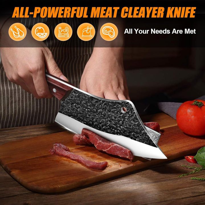 MDHAND Küchenmesserset - Umfangreiches Handgeschmiedetes Messerset, Metzgermesser Set mit Rolltasche