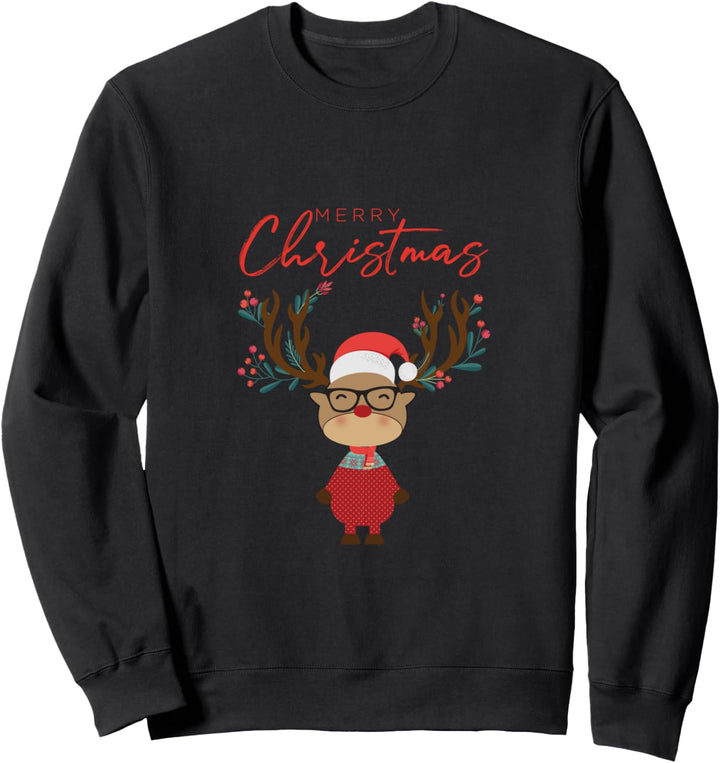 Lustiges Geschenk Weihnachten Rentier Weihnachtmann-Mütze Sweatshirt
