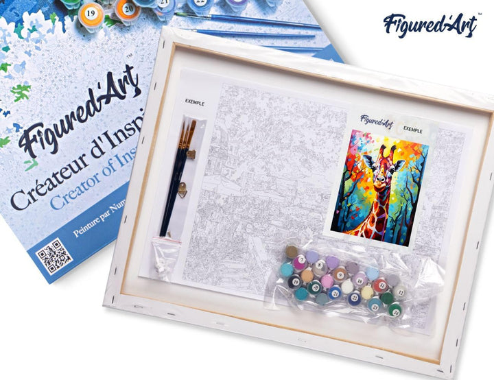 Figured'Art Malen Nach Zahlen Erwachsene Mit Rahmen Giraffe Farbenfroh Abstrakt - Paint by Numbers B
