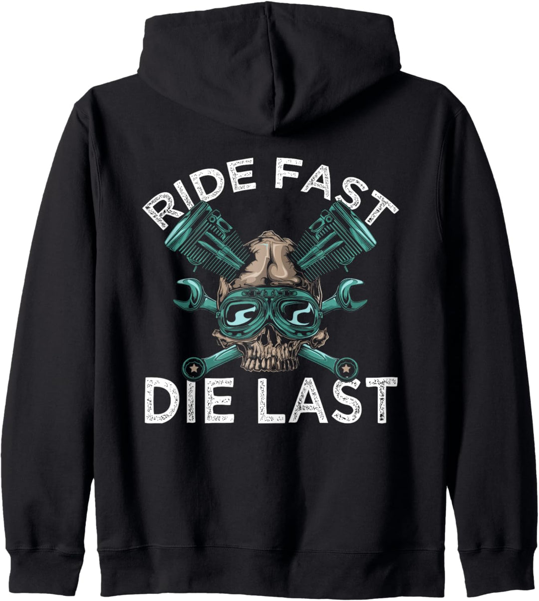 Backprint Ride fast die last Kapuzenjacke