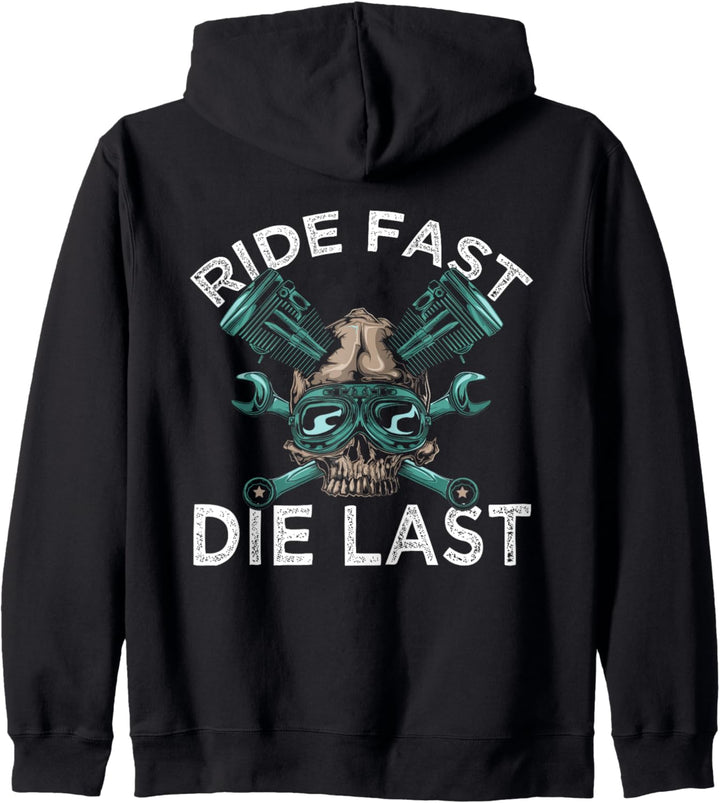 Backprint Ride fast die last Kapuzenjacke