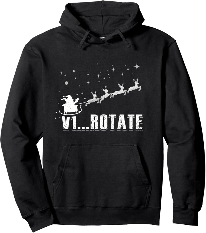 V1 Rotate Santa Take Off Reindeer Pilot Christmas Gifts Pullover Hoodie