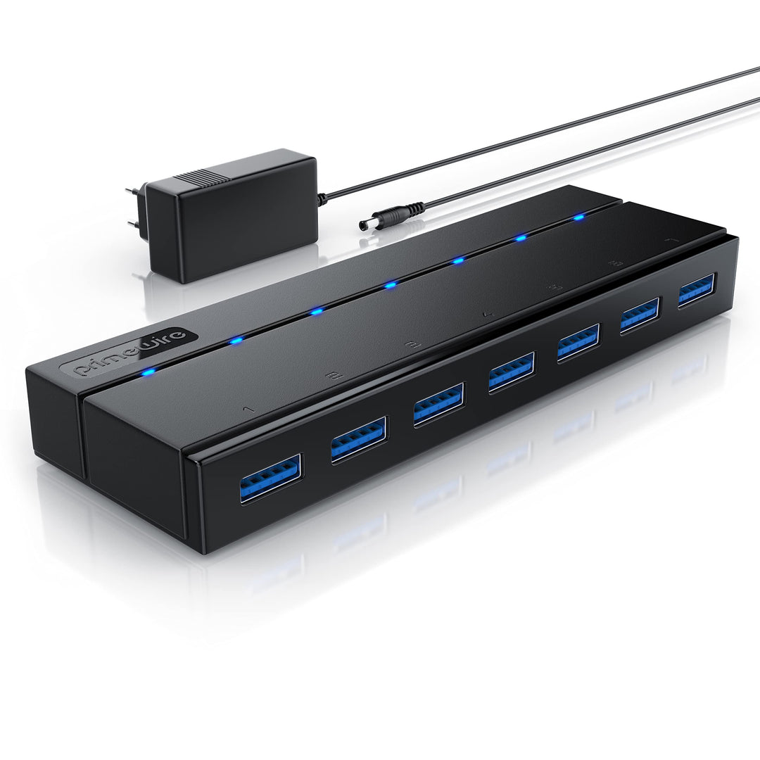 CSL - USB Hub 3.2 Gen1 mit Netzteil aktiv - aktiver 7 Port Verteiler - inkl. 1x 12V 3A DC-Hohlstecke