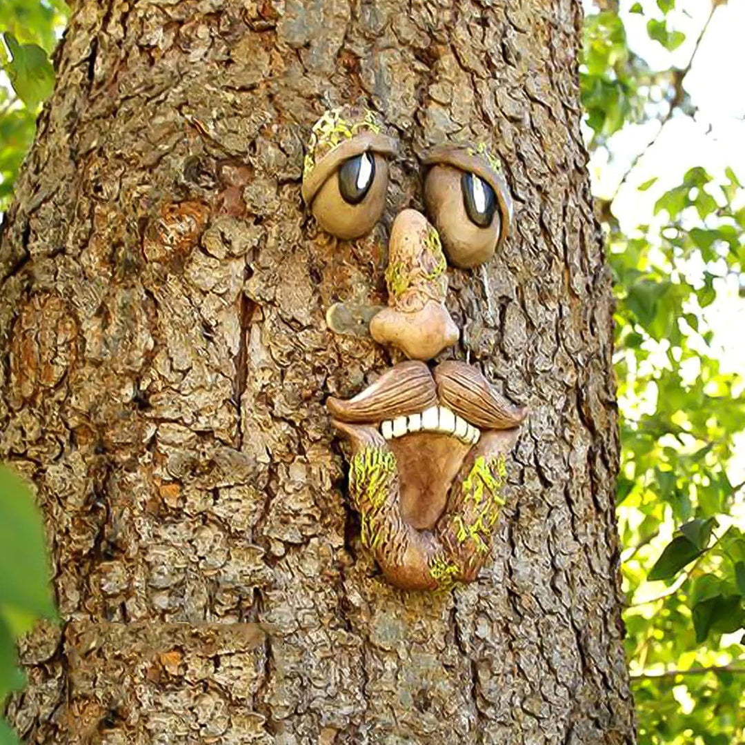 Baumstamm Deko,4-teilig Baumgesichter Für Bäume, Alter Mann Baumgesicht Baumumarmer, Garden Peeker Y