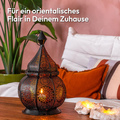 Gadgy Orientalische Lampe Metall | Marokkanisches Windlicht mit Schatteneffekt | Orientalische Deko