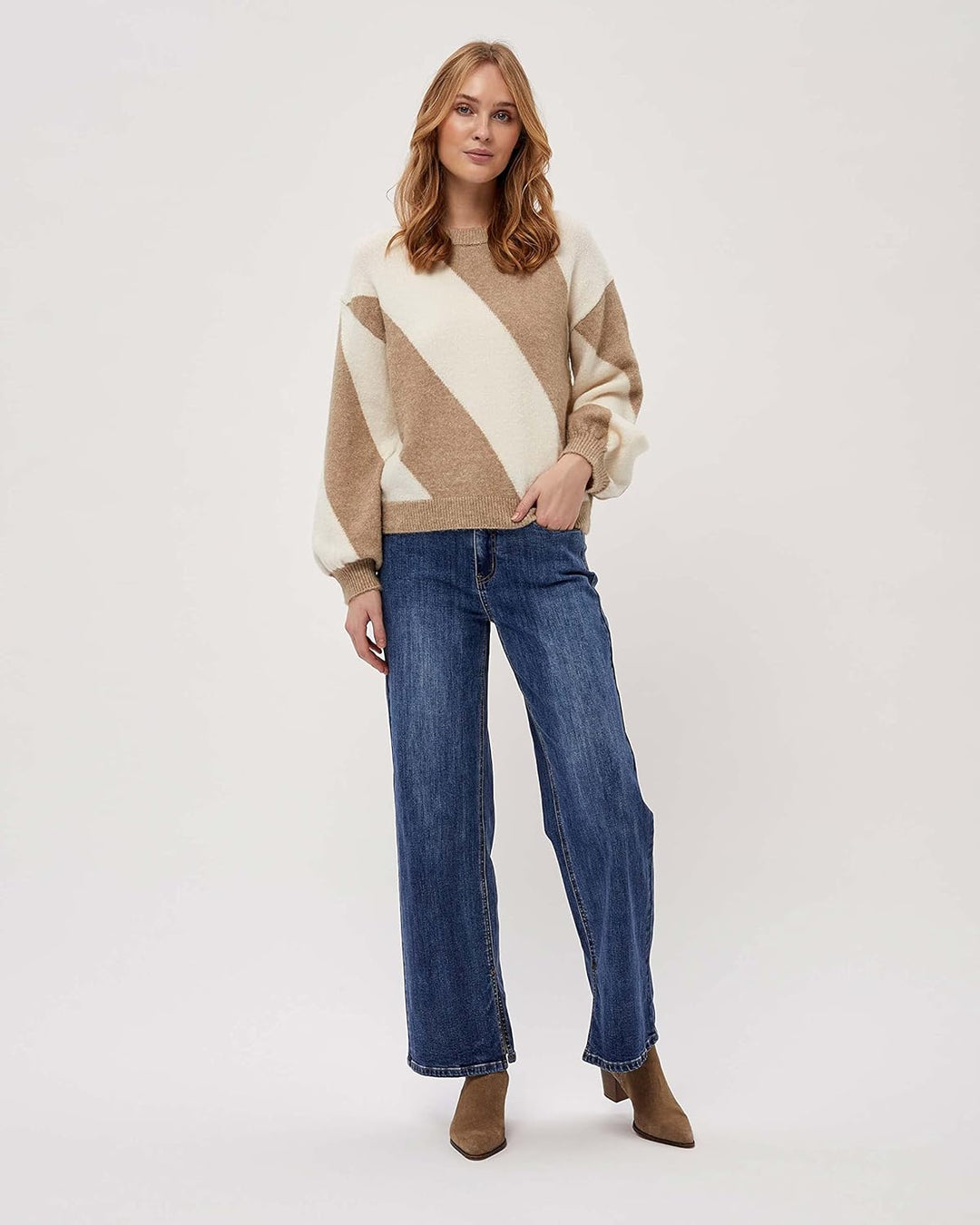Desires Damen Kamelia Strickpullover XL 0021s Cobbelstone Stripe, XL 0021s Cobbelstone Stripe