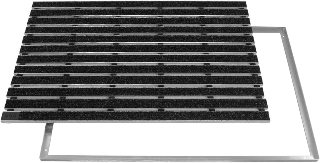 ACO Self® Schuhabstreifer Rips Anthrazit mit Alu Winkelrahmen 75 cm x 50 cm (B x H), 75 cm x 50 cm (