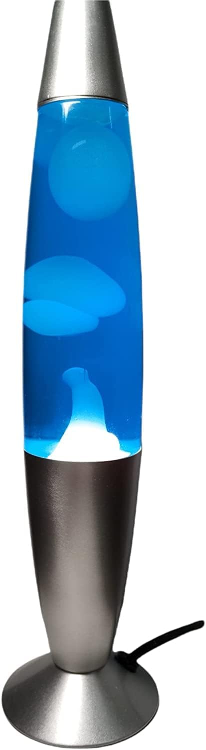 ROCKING GIFTS Desktop-Lava-Lampe, 35 cm Blau-Weiss, mit Schalter, beinhaltet E14-Birne, Plasmablampe