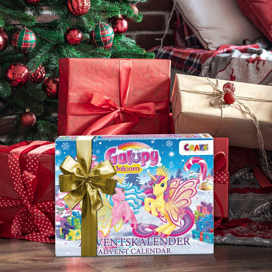 GALUPY UNICORN Adventskalender Kinder - Spielzeug Adventskalender mit 2 Exklusive Einhorn-Figuren Un