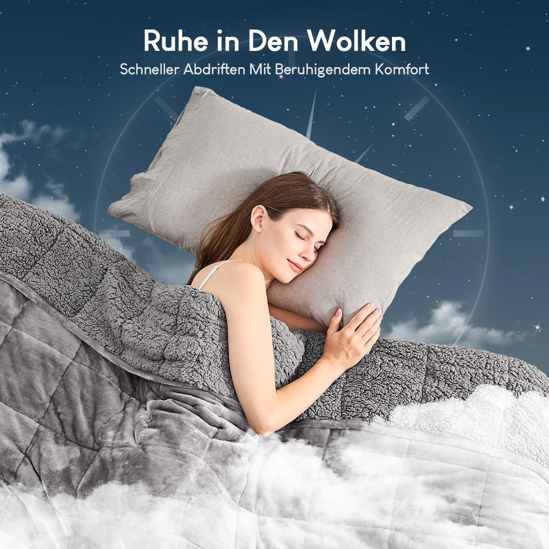 Cottonblue Gewichtsdecke 150x200cm 7kg- Sherpa Fleece Entspannungsdecke Erwachsene Zur Verbesserung
