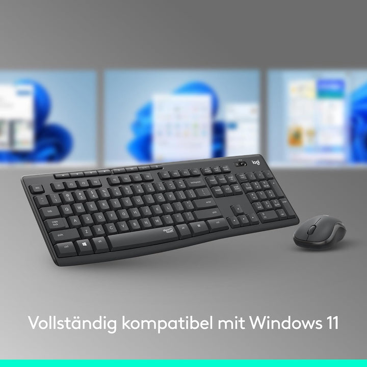 Logitech MK295 kabelloses Tastatur-Maus-Set mit SilentTouch-Technologie, Shortcut-Tasten, optischer