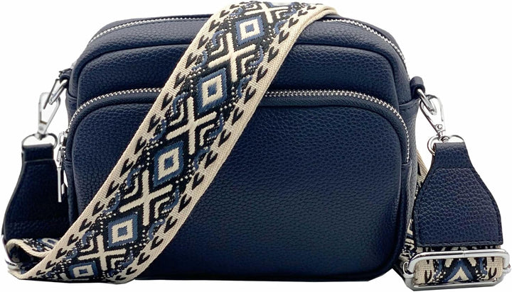 stylx Crossbody Bag Damen Leder Breiter Gurt Handtasche Umhängetasche Moderne Taschen mit breitem Sc