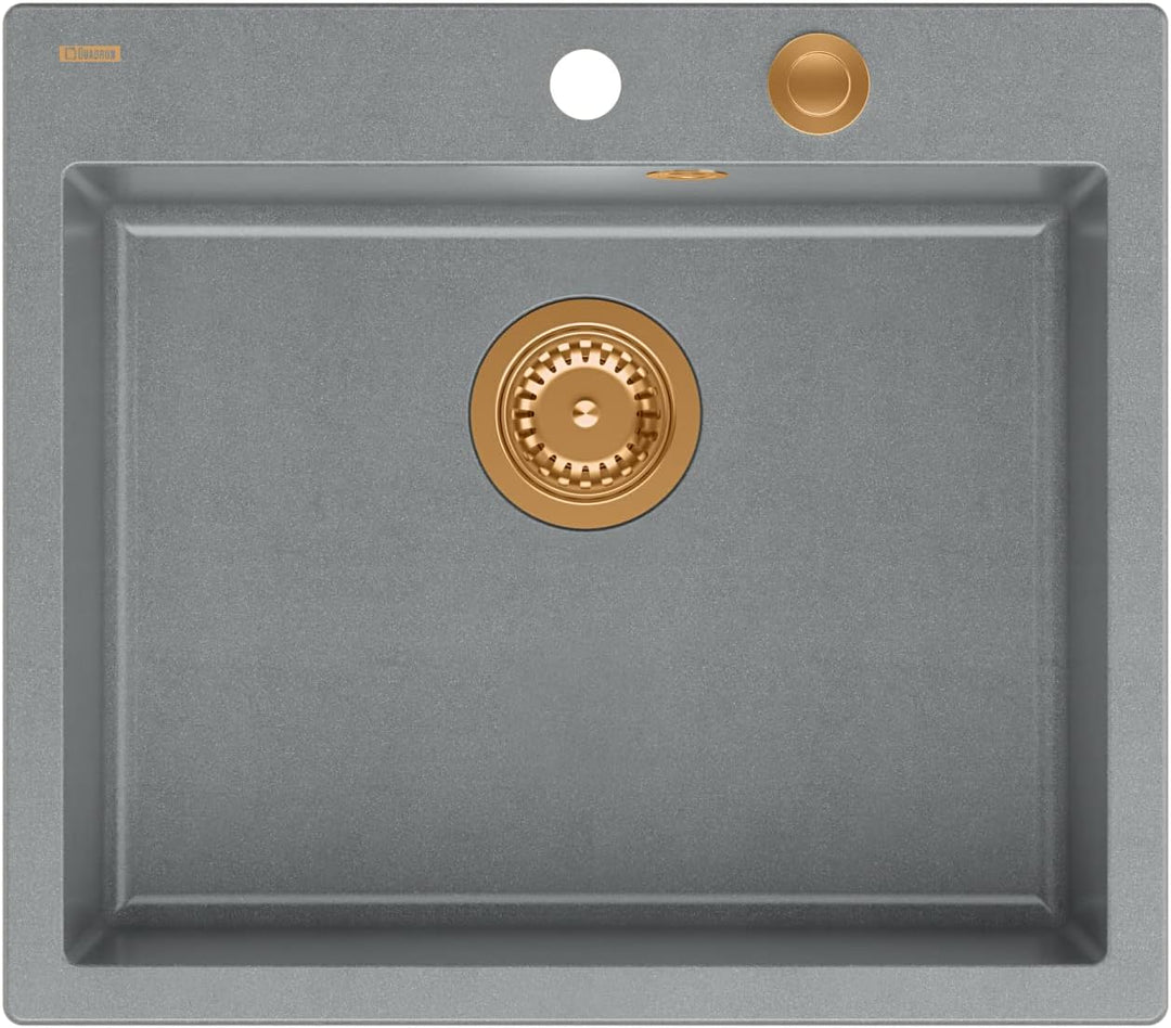 QUADRON | MORGAN 110 | Granit-Küchenspüle | Masse: 57 x 50 x 22 cm | Einbecken-Einbau | Unterschrank
