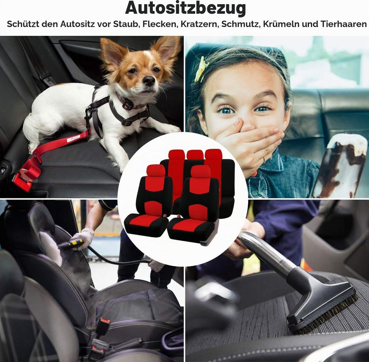 Mioke Sitzbezüge Auto Schonbezüge Universal,Autositzbezüge Set Auto-Zubehör Innenraum (Rot)