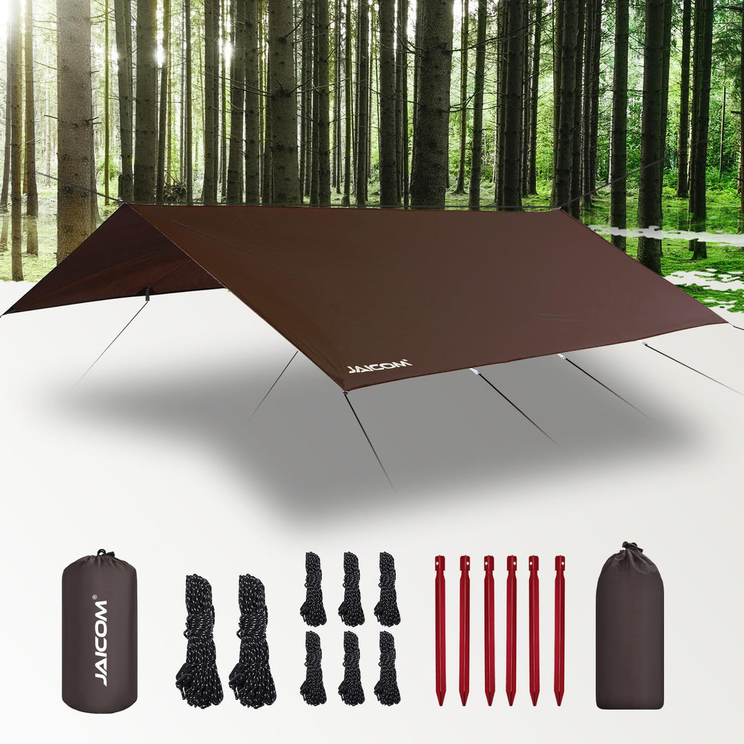 JAICOM Tarp Wasserdicht - 3x3M/4M/5M Camping Zeltplane, Ultraleicht und Tragbar, UV-Schutz & Schnee