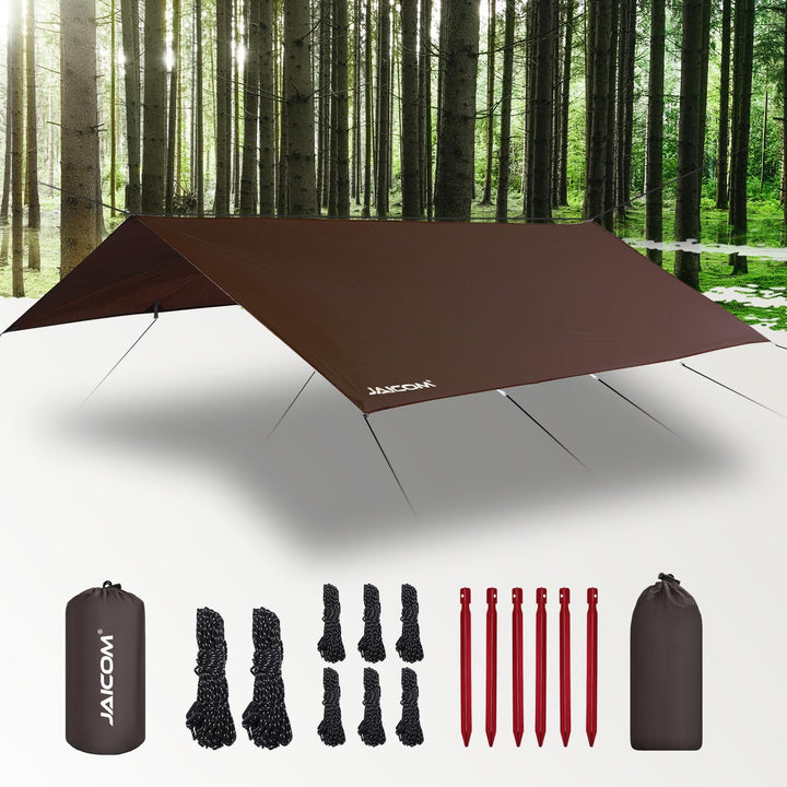 JAICOM Tarp Wasserdicht - 3x3M/4M/5M Camping Zeltplane, Ultraleicht und Tragbar, UV-Schutz & Schnee