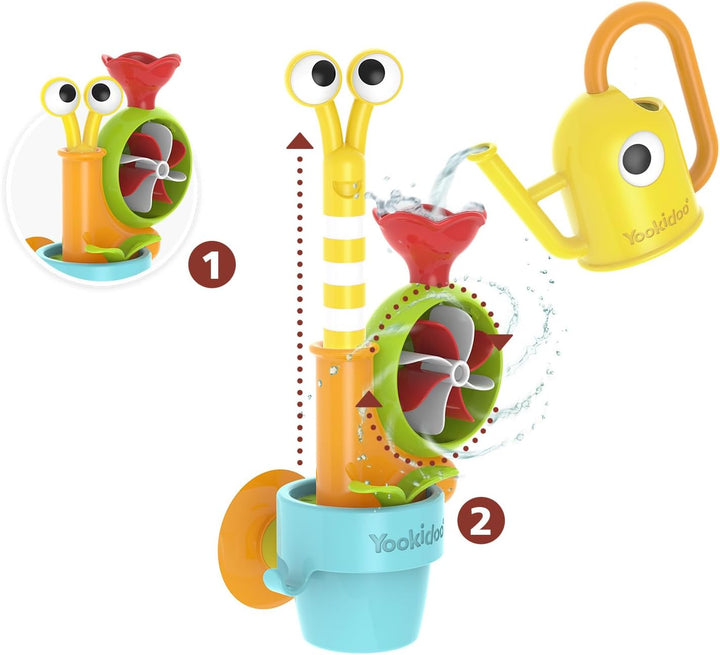 Yookidoo Baby-Badespielzeug für Kleinkinder (Alter 1–3 Jahre), Gartenabenteuer-Set, Schnecke und Blu